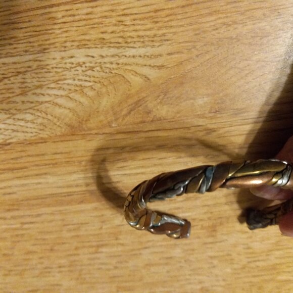 VINTAGE SIGN SERGIO LUB California Woven Copper & Silver Cuff BRACELET - Picture 2 of 3